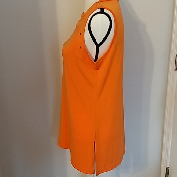 🌷‼️5/$20 Touché Sleeveless Bright Orange Tunic w/ Button Embellishments Size Lg - Picture 4 of 6